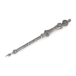 Traditional Yemenite Art Large Handcrafted Sterling Silver Filigreed Y